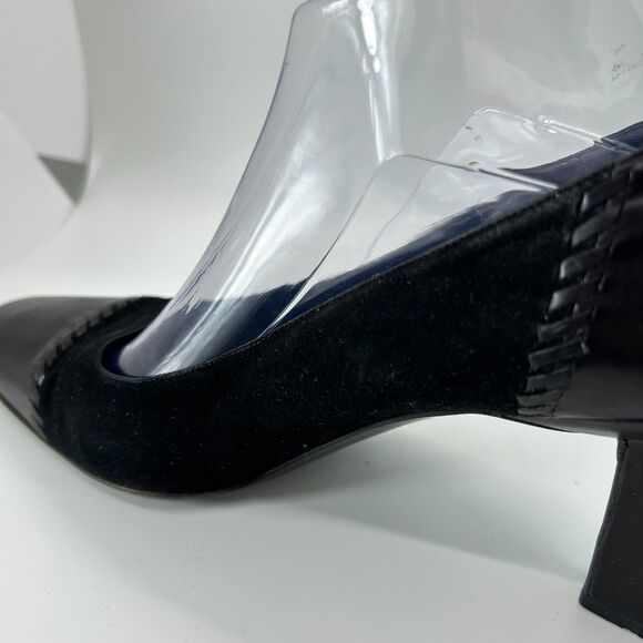 Vintage St. John Black Smooth and Suede Leather High Heel Pumps Size 8B - Picture 11 of 12
